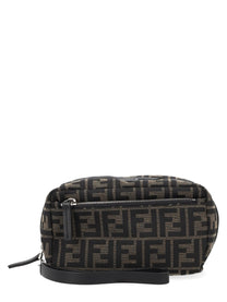 Fendi Men's Beauty Case with Doppia Zip Small Black