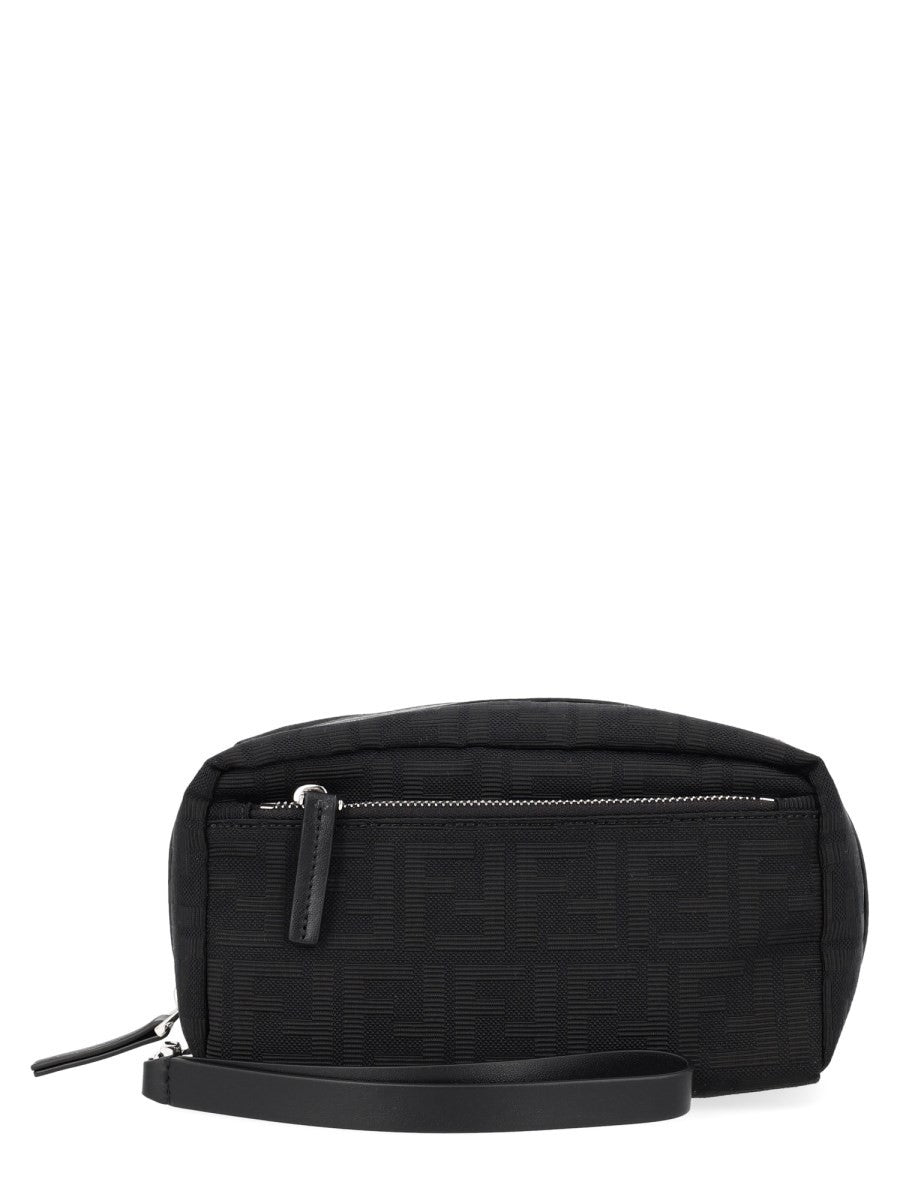 Fendi Men's Beauty Case with Doppia Zip Small Black
