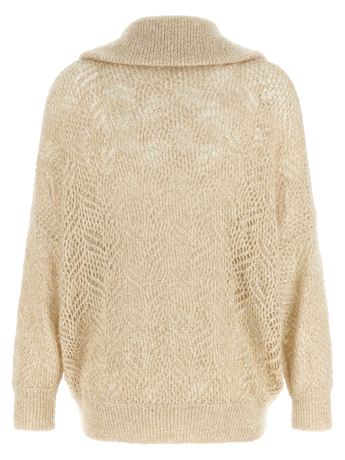 Brunello Cucinelli Beige Dazzling Abstract Leaf Cardigan Beige