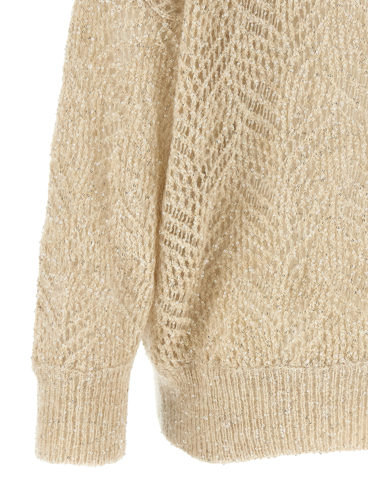 Brunello Cucinelli Beige Dazzling Abstract Leaf Cardigan Beige