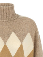 Ballantyne Beige Diamond Turtleneck Sweater Beige