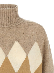 Ballantyne Beige Diamond Turtleneck Sweater Beige