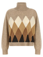 Ballantyne Beige Diamond Turtleneck Sweater Beige
