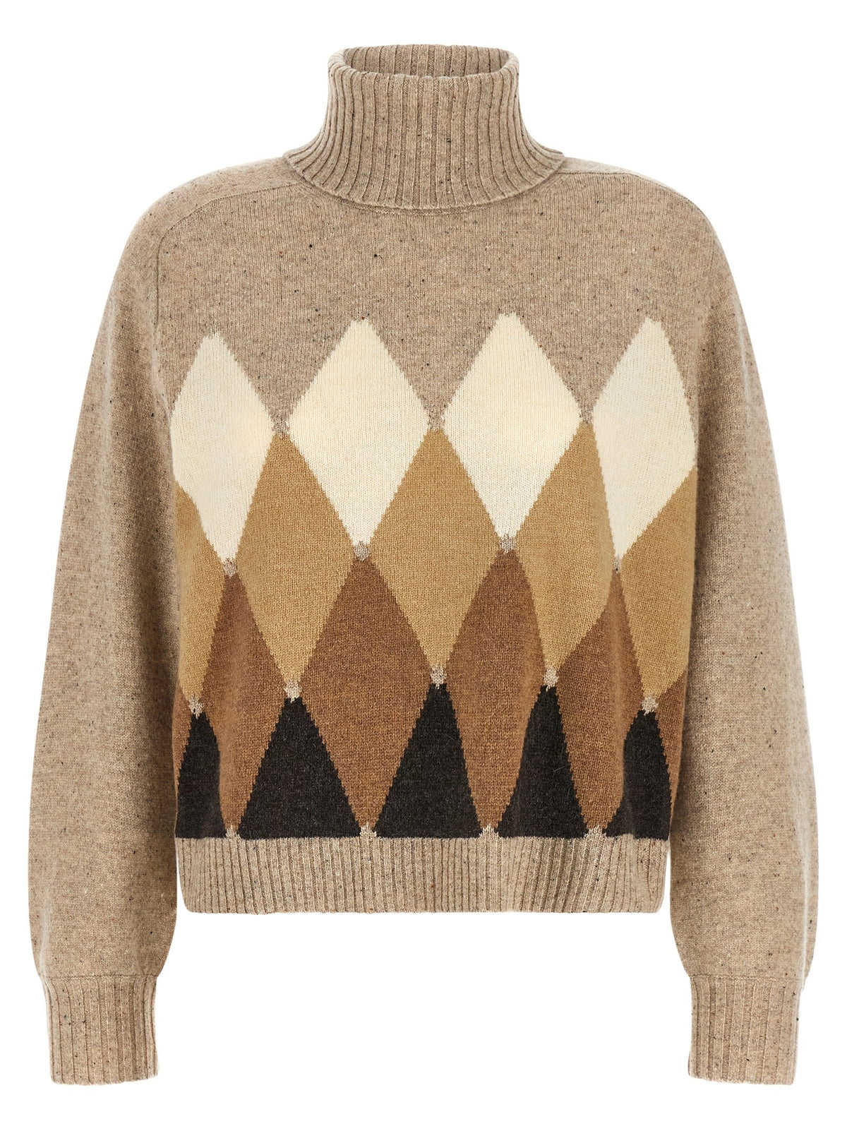 Ballantyne Beige Diamond Turtleneck Sweater Beige