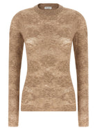 Brunello Cucinelli Beige Flower Lace Sweater Beige