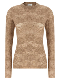 Brunello Cucinelli Beige Flower Lace Sweater Beige