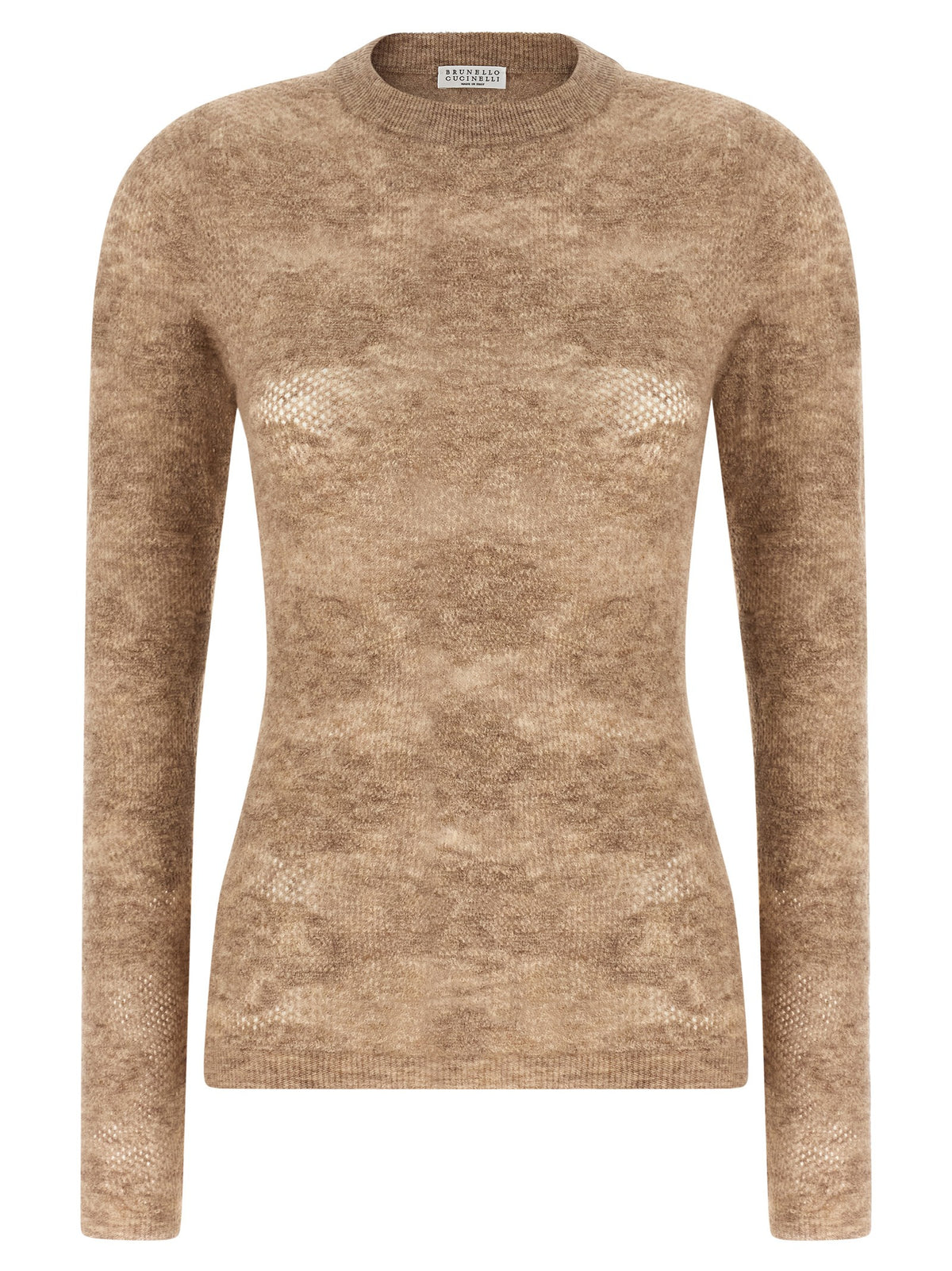 Brunello Cucinelli Beige Flower Lace Sweater Beige