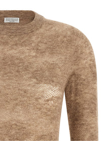 Brunello Cucinelli Beige Flower Lace Sweater Beige