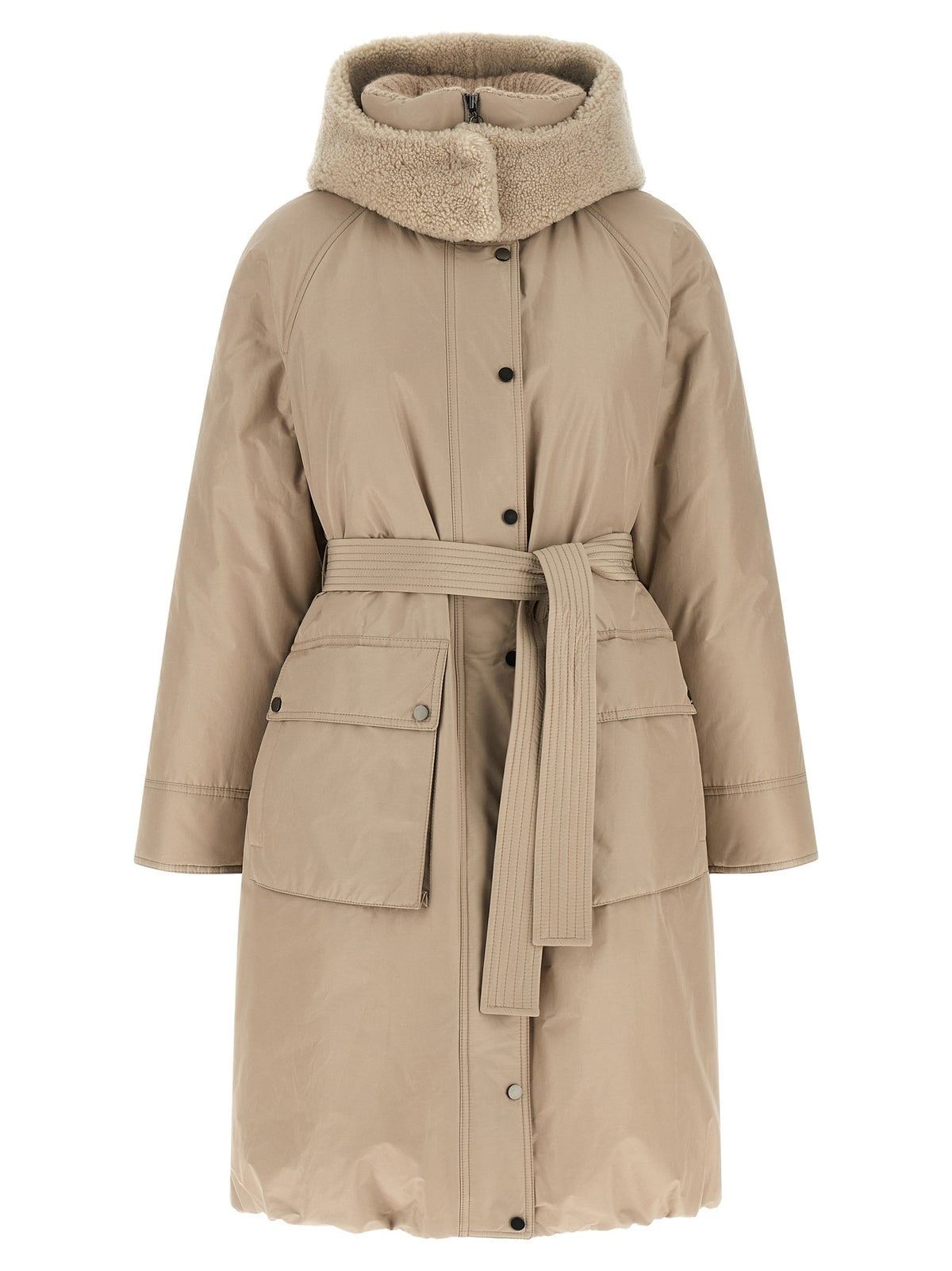 Brunello Cucinelli Beige Long Down Jacket Beige