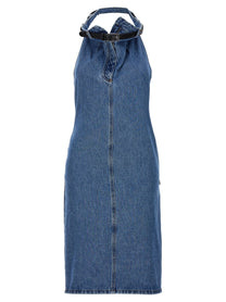Coperni Belt Halter Neck Dress Blue