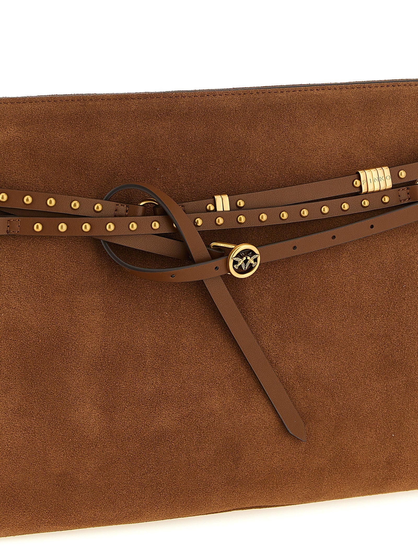 Pinko Belt Large Shoulder Bag Brown