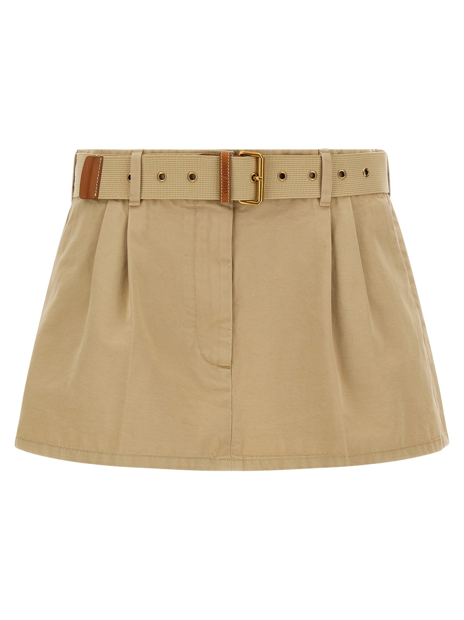 Miu Miu Belt Skirt Beige