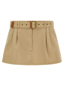 Miu Miu Belt Skirt Beige