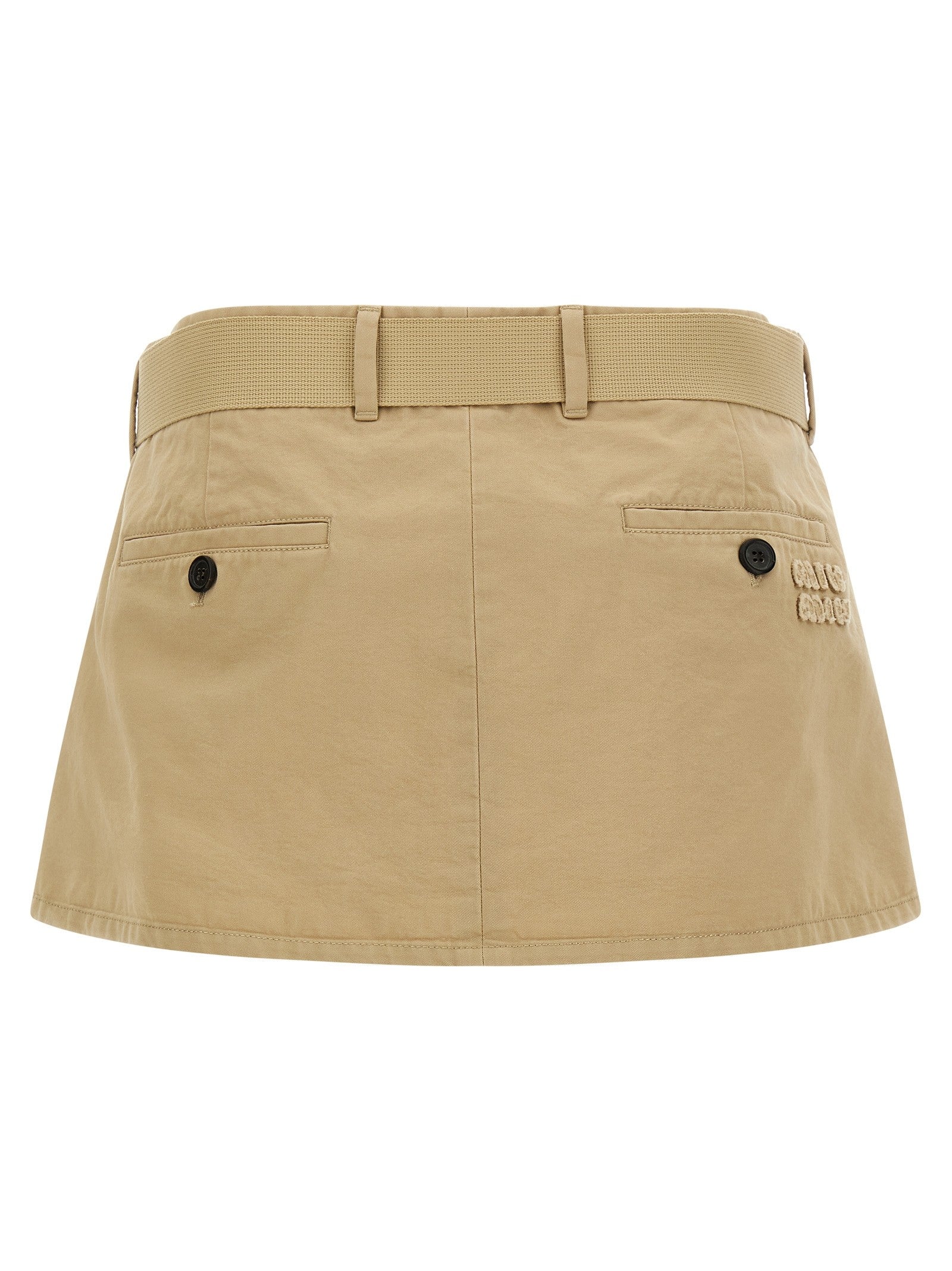Miu Miu Belt Skirt Beige