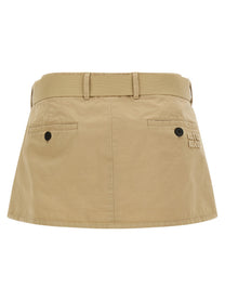 Miu Miu Belt Skirt Beige