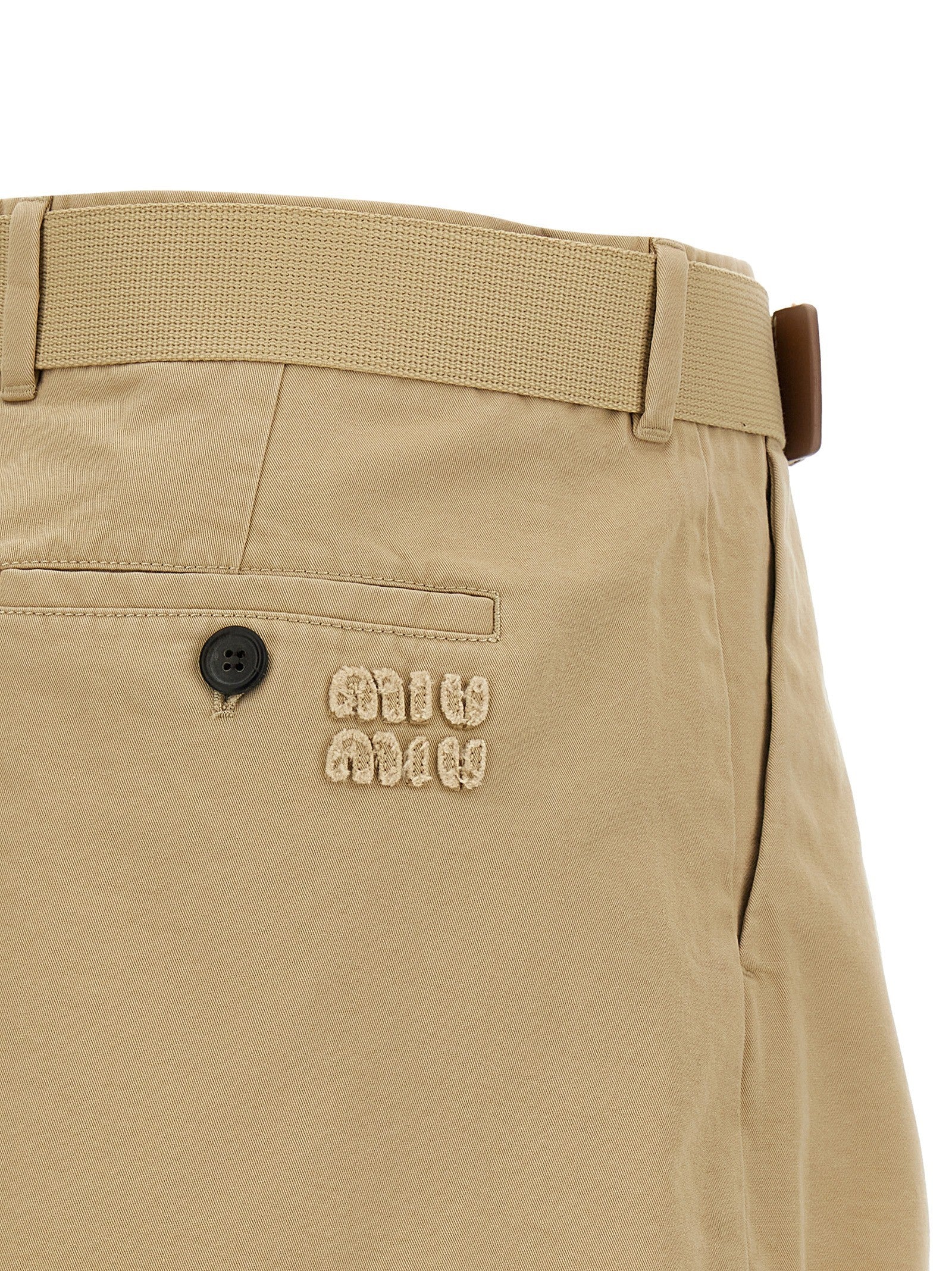 Miu Miu Belt Skirt Beige