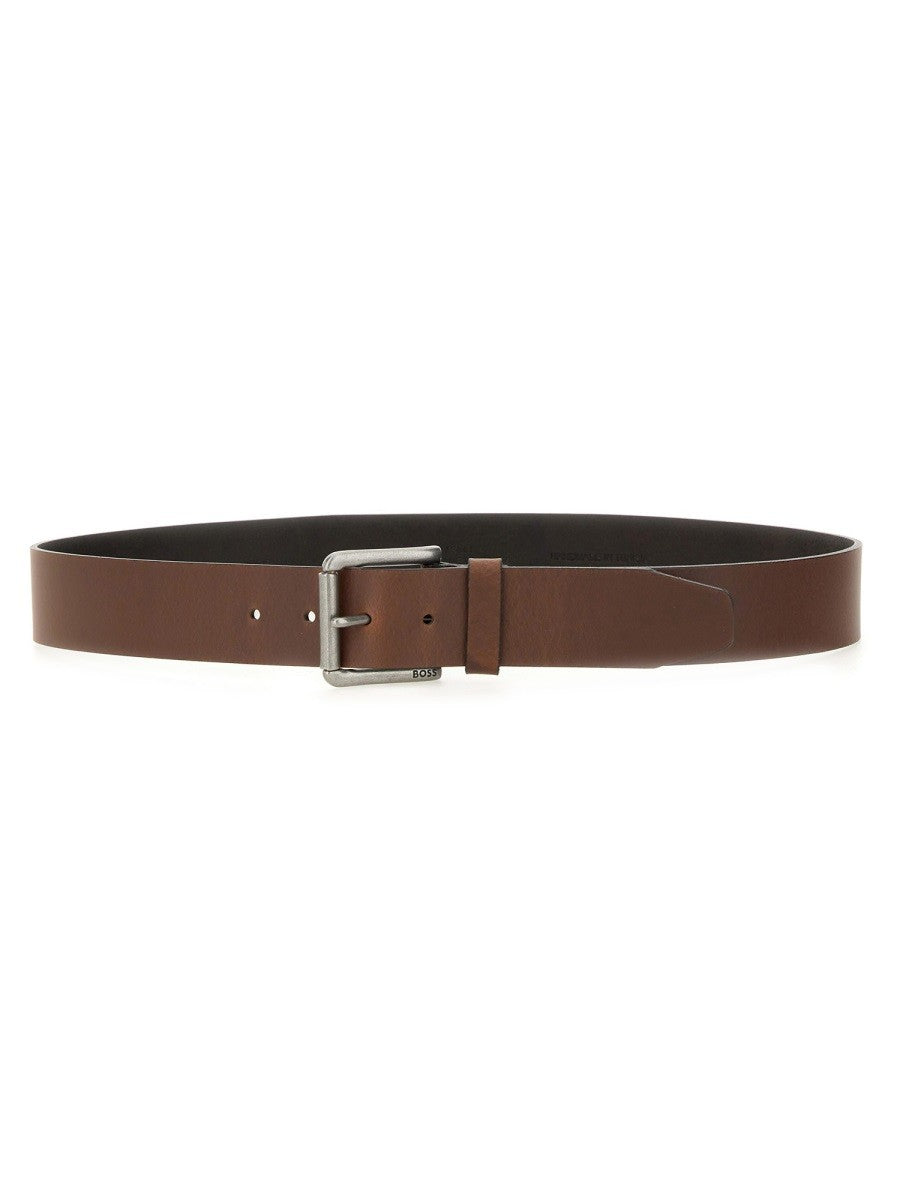 BOSS Men's Cintura Con Fibbia Brown