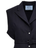 PRADA Belt Wool Vest Blue, view 3