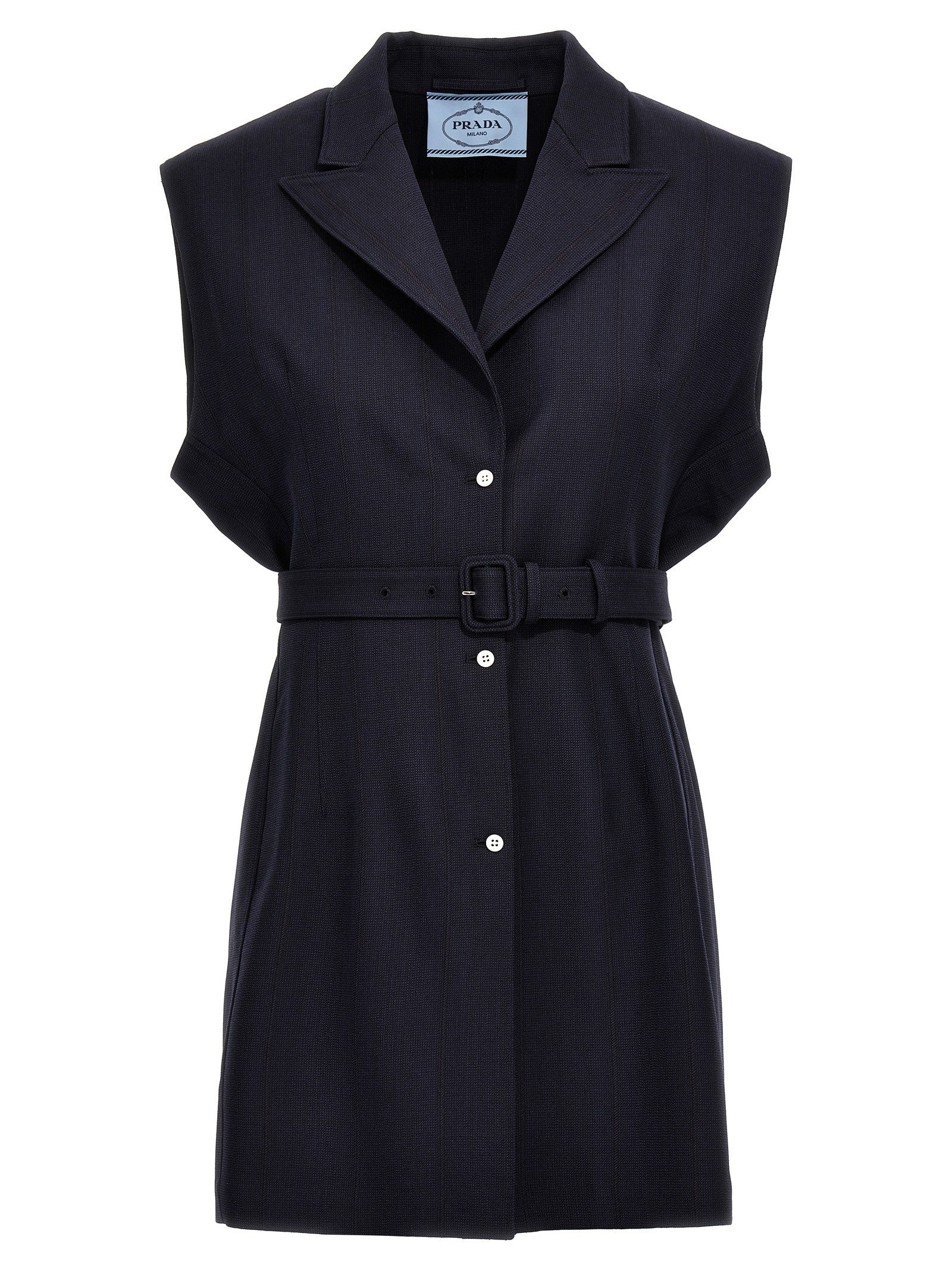 PRADA Belt Wool Vest Blue