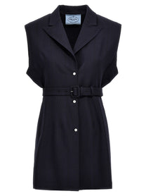 PRADA Belt Wool Vest Blue