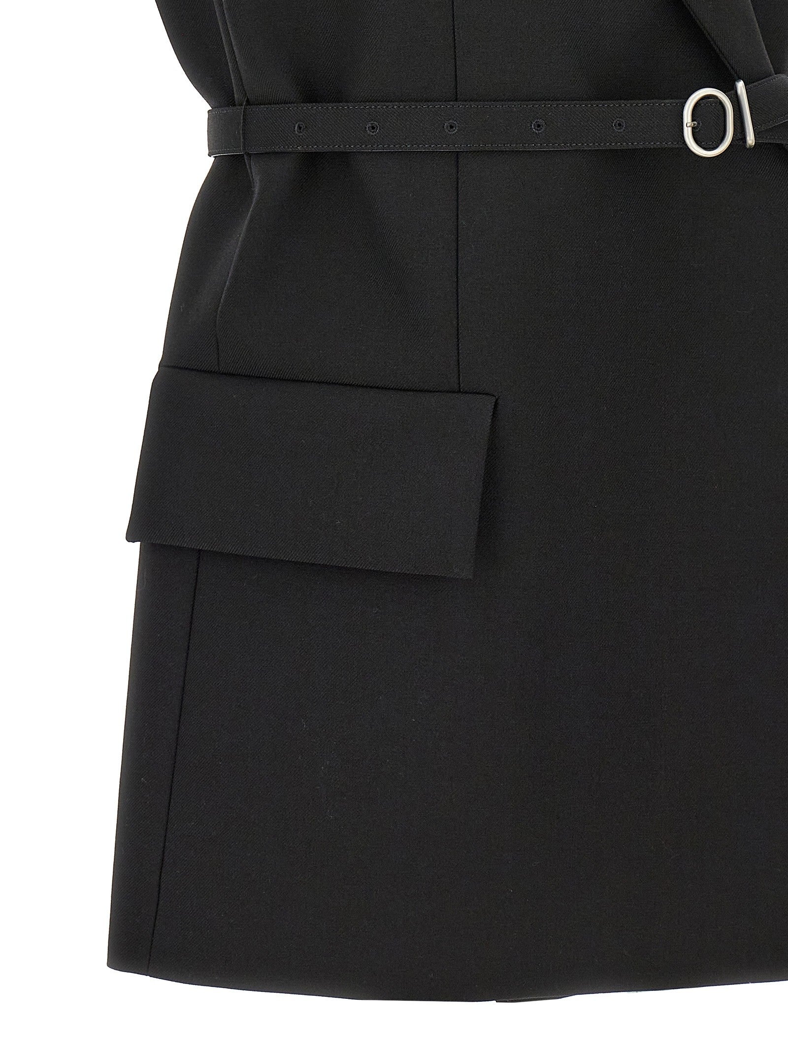 Jil Sander Belt Wool Vest Black