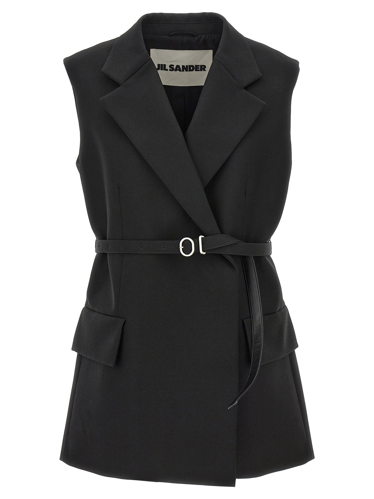 Jil Sander Belt Wool Vest Black