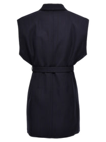 PRADA Belt Wool Vest Blue