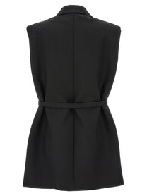 Jil Sander Belt Wool Vest Black