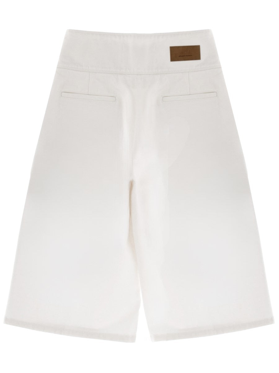 Ami Paris Women's Belted Bermuda Shorts White