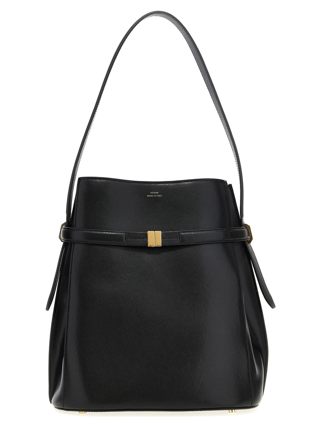 Toteme Women's Belted Leather Bucket Bag Black