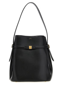 Toteme Women's Belted Leather Bucket Bag Black