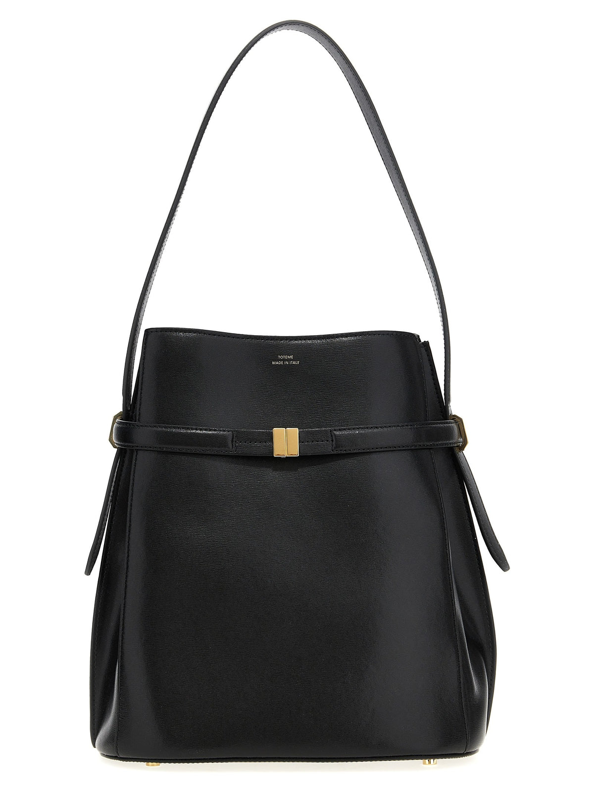 Toteme Women's Belted Leather Bucket Bag Black