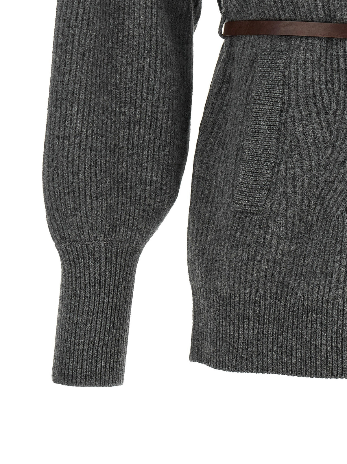 Brunello Cucinelli Belted Cardigan Grey