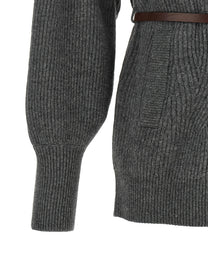 Brunello Cucinelli Belted Cardigan Grey