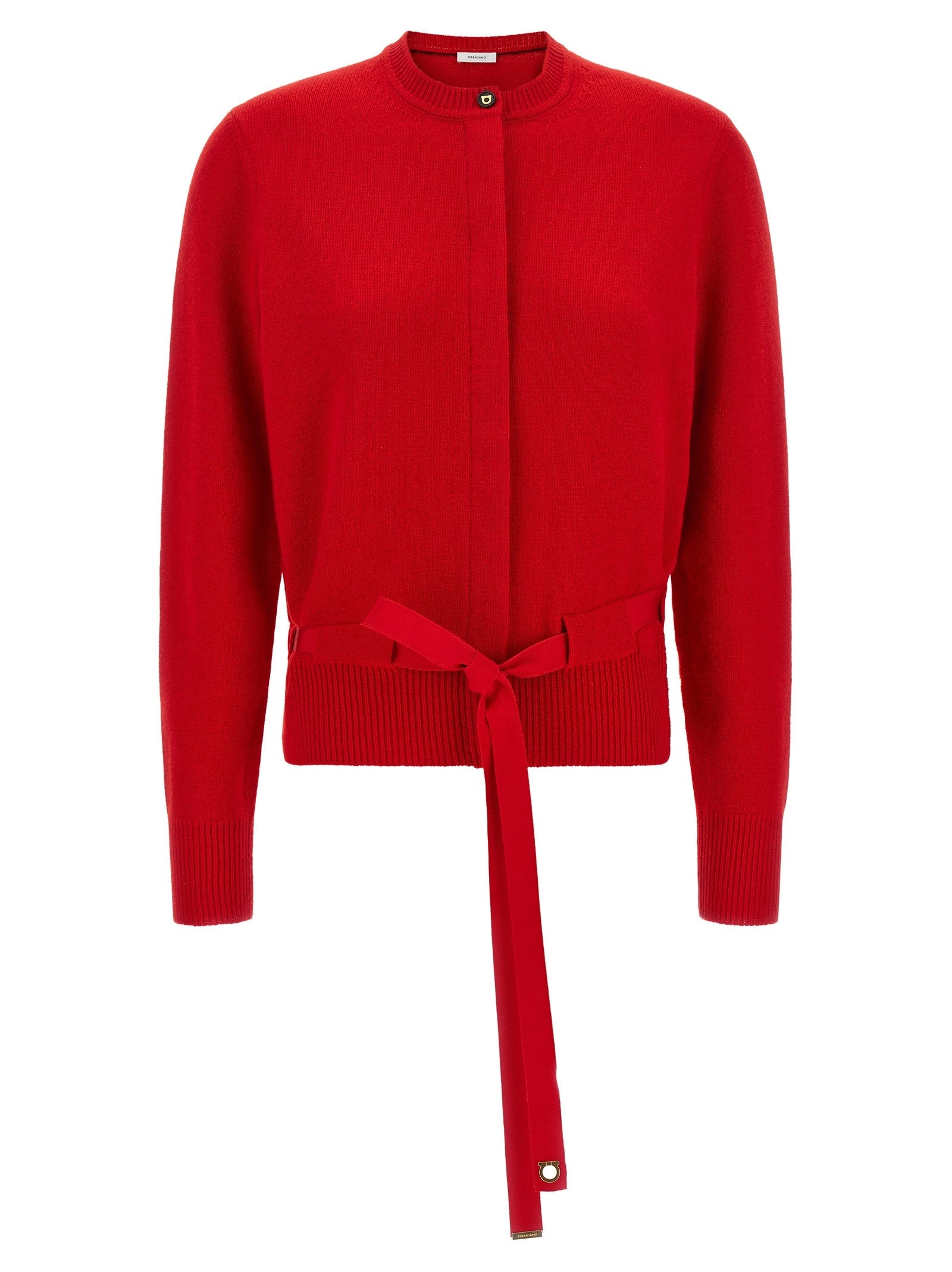 Ferragamo Belted Cardigan Red