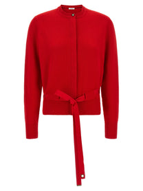 Ferragamo Belted Cardigan Red