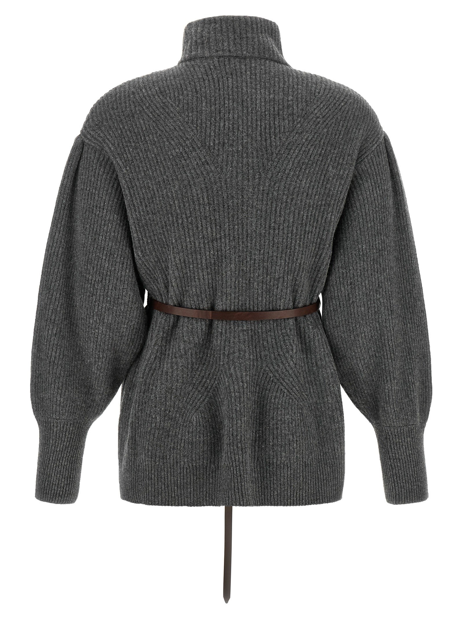 Brunello Cucinelli Belted Cardigan Grey