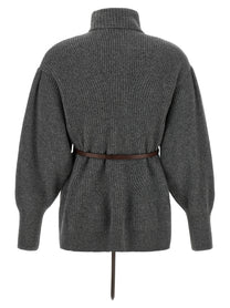Brunello Cucinelli Belted Cardigan Grey