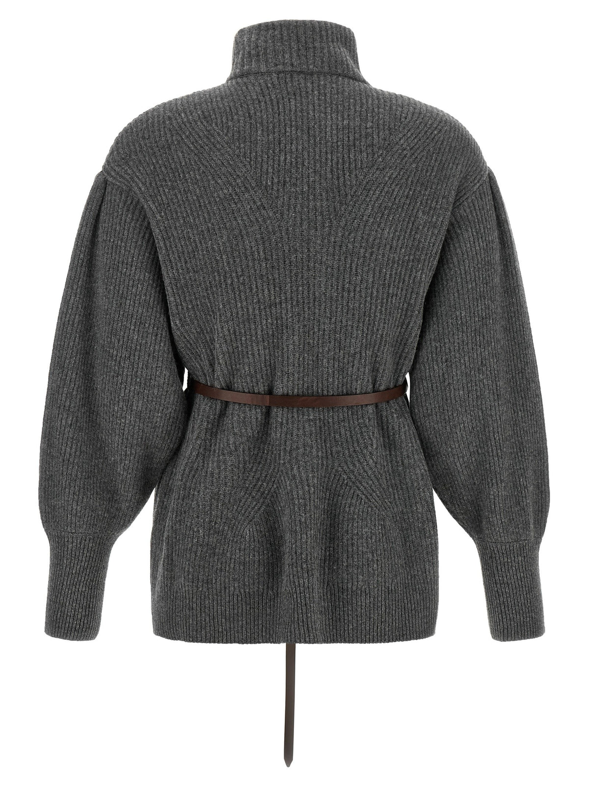 Brunello Cucinelli Belted Cardigan Grey, view 2