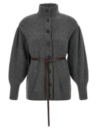 Brunello Cucinelli Belted Cardigan Grey