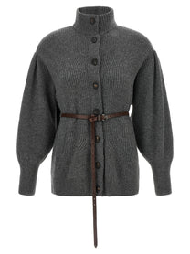 Brunello Cucinelli Belted Cardigan Grey