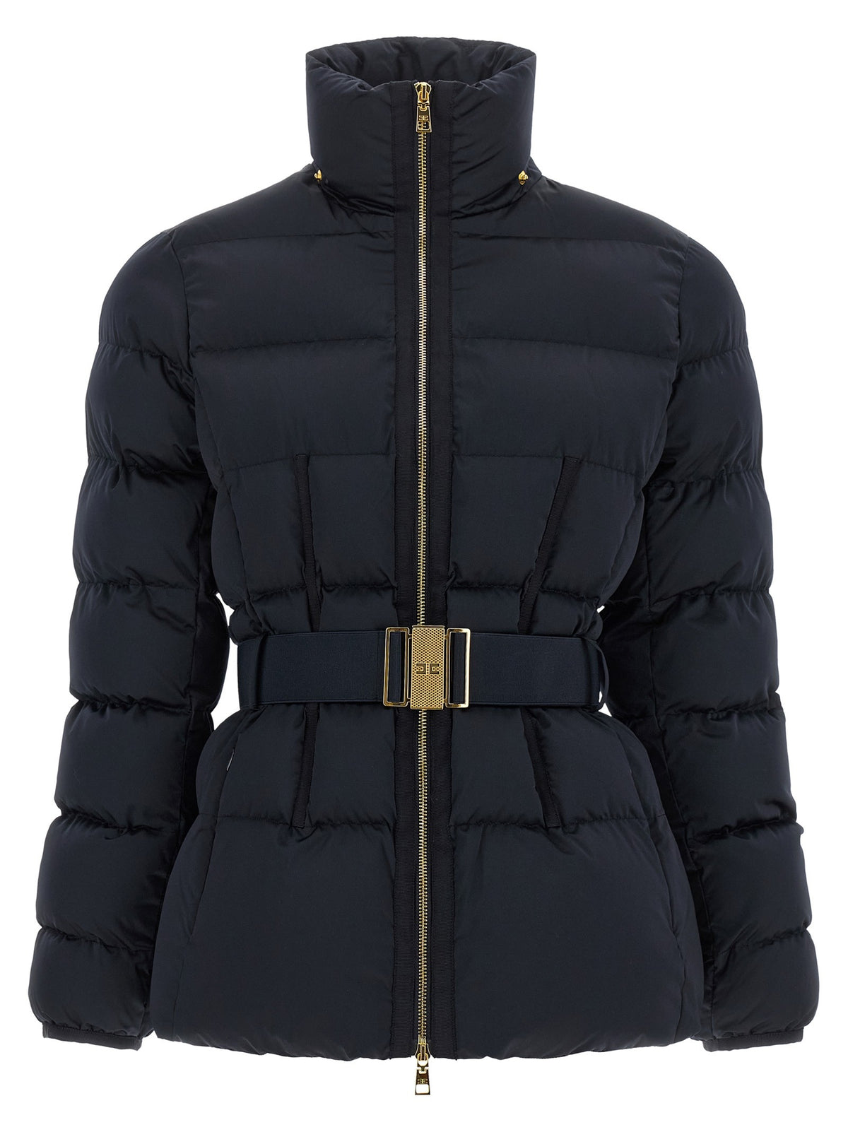 Elisabetta Franchi Belted Down Jacket Black, view 2