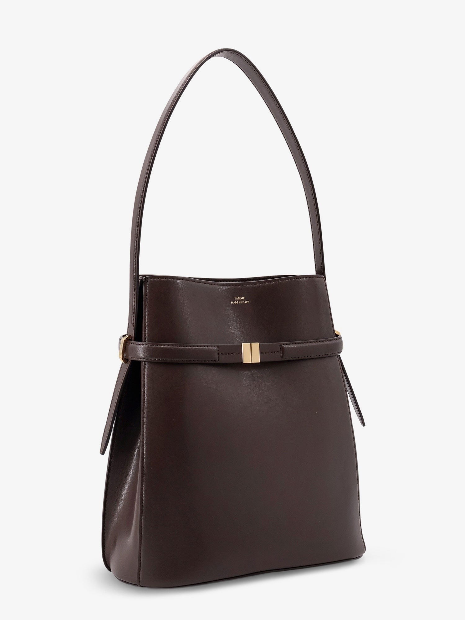 Toteme Women's Belted Leather Bucket Bag Brown