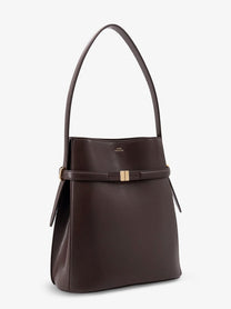 Toteme Women's Belted Leather Bucket Bag Brown