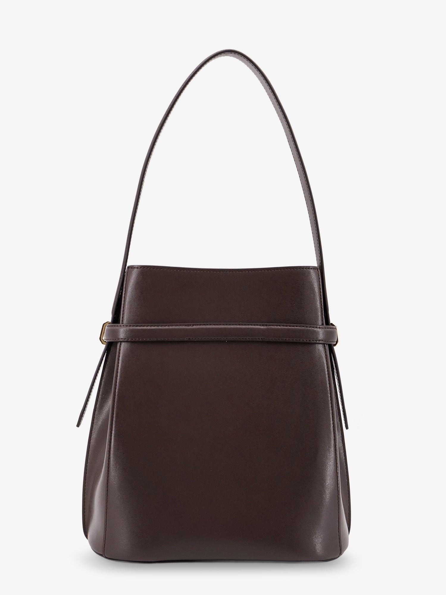 Toteme Women's Belted Leather Bucket Bag Brown