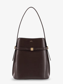 Toteme Women's Belted Leather Bucket Bag Brown