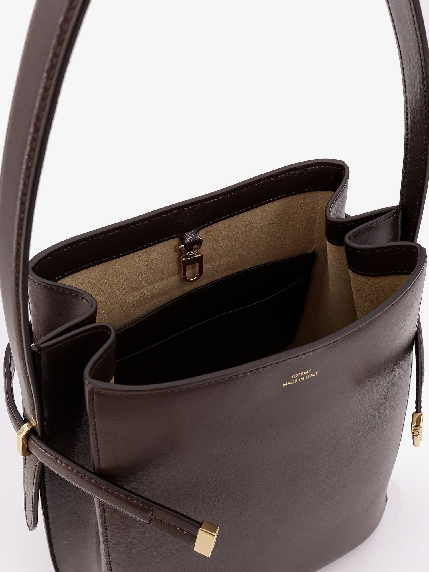 Toteme Women's Belted Leather Bucket Bag Brown