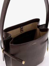 Toteme Women's Belted Leather Bucket Bag Brown