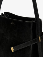 Toteme Women's Belted Suede Bucket Bag Black, view 4