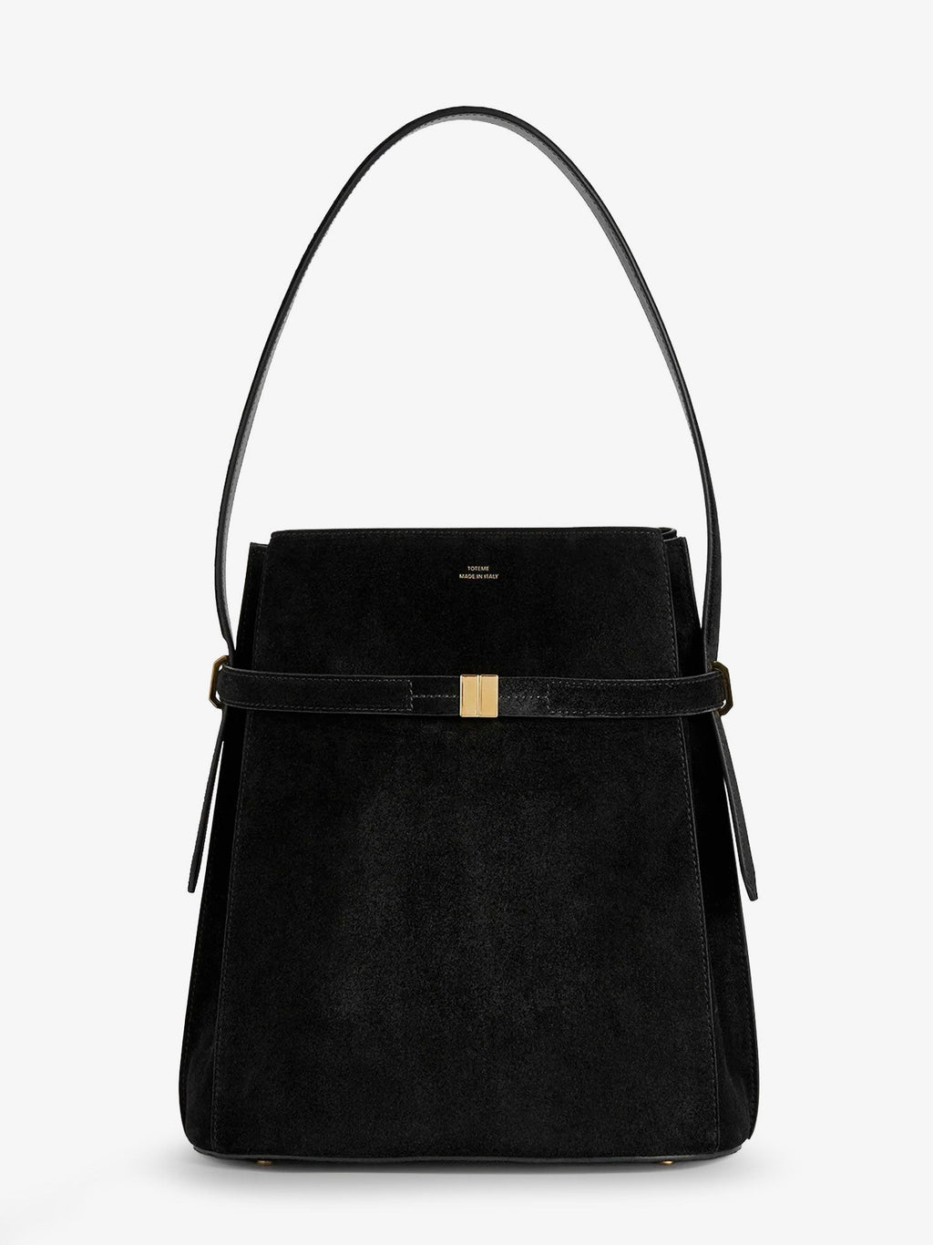 Toteme Women's Belted Suede Bucket Bag Black
